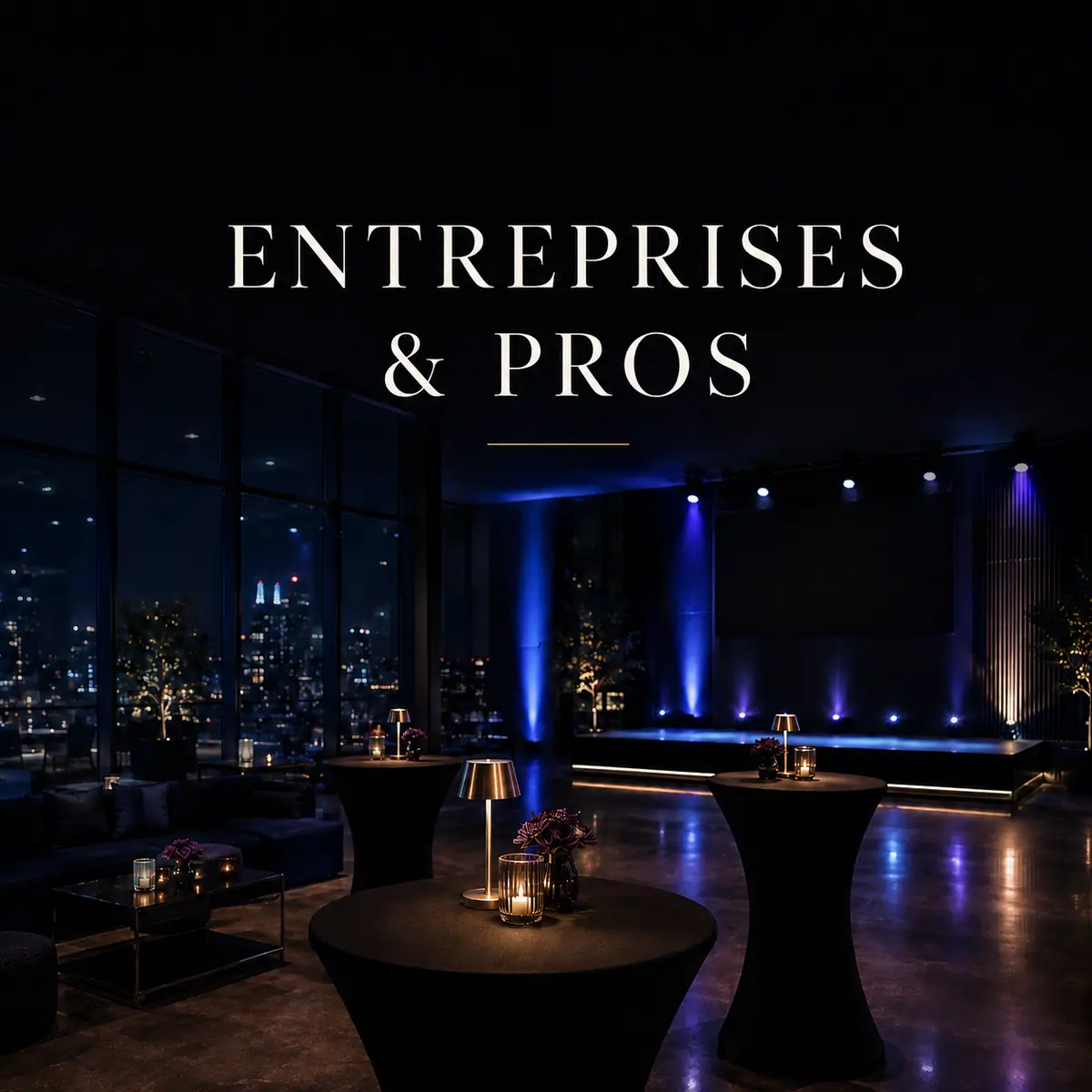 Salle de soirée d'entreprise à Paris prête pour un spectacle drag queen et transformiste