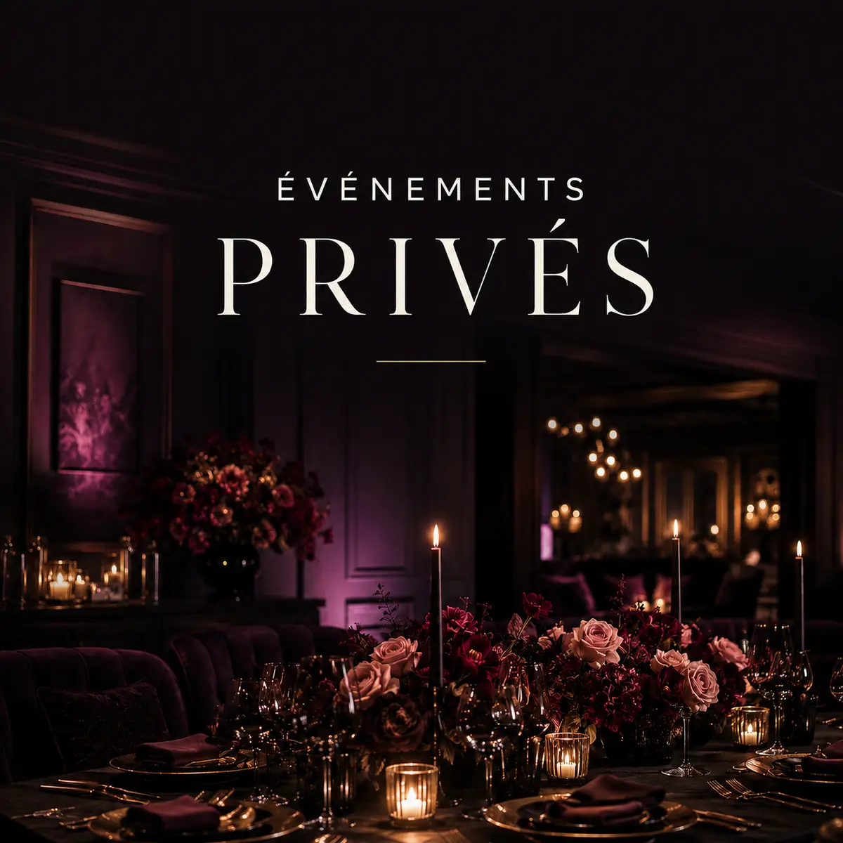 Table de réception élégante pour un événement privé avec spectacle transformiste à Paris